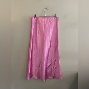 Double Zero Bright Pink Silky Long Skirt